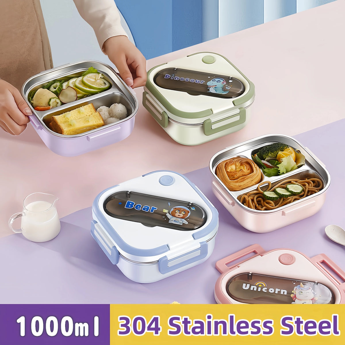 Unicorn Lunch Box with 3 compartments
